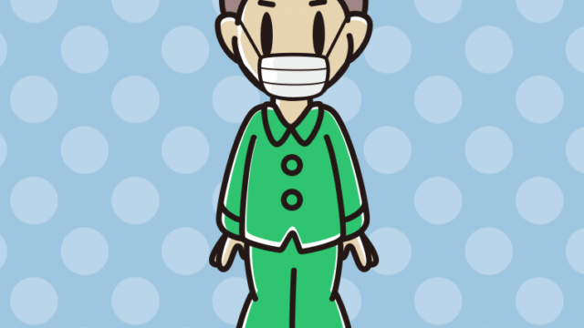 マスクをするパジャマの男子中学生のイラスト【色、背景あり】PNG