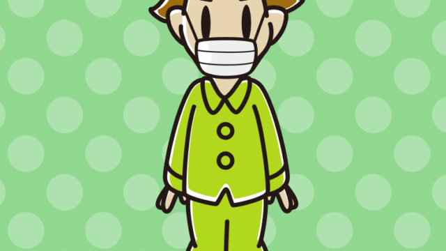 マスクをするパジャマの男子高校生のイラスト【色、背景あり】PNG