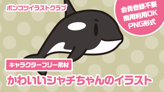 【キャラクターフリー素材】かわいいシャチちゃんのイラスト