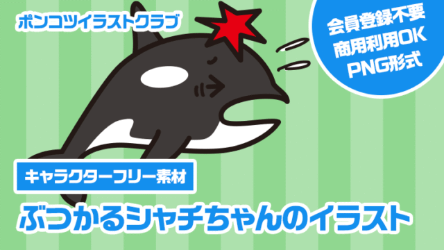 【キャラクターフリー素材】ぶつかるシャチちゃんのイラスト