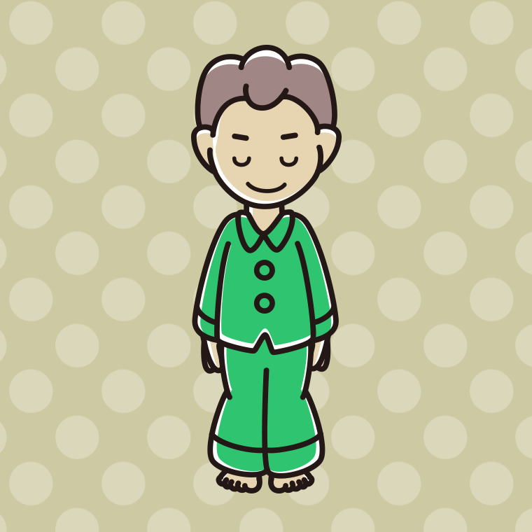 お辞儀するパジャマの男子中学生のイラスト【色、背景あり】PNG