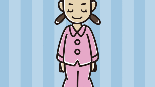 お辞儀するパジャマの女子中学生のイラスト【色、背景あり】PNG