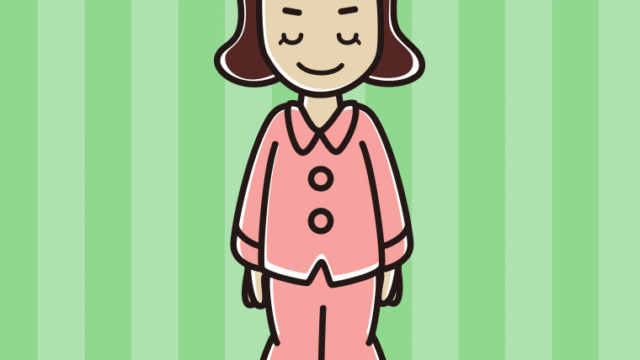 お辞儀するパジャマの女子高校生のイラスト【色、背景あり】PNG