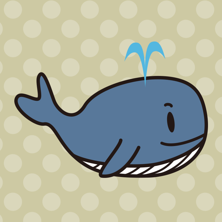 かわいいクジラちゃんのイラスト【色、背景あり】PNG