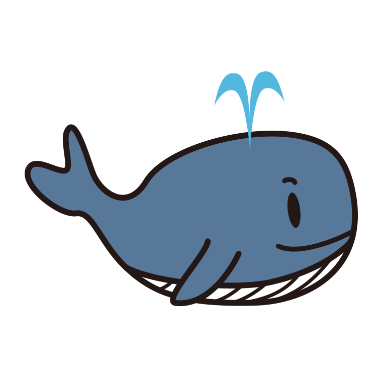 かわいいクジラちゃんのイラスト【色あり、背景なし】透過PNG