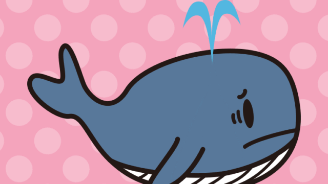 困るクジラちゃんのイラスト【色、背景あり】PNG