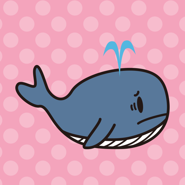 困るクジラちゃんのイラスト【色、背景あり】PNG