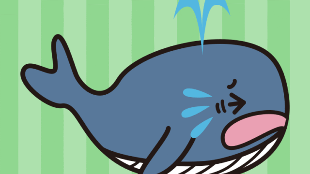 泣くクジラちゃんのイラスト【色、背景あり】PNG