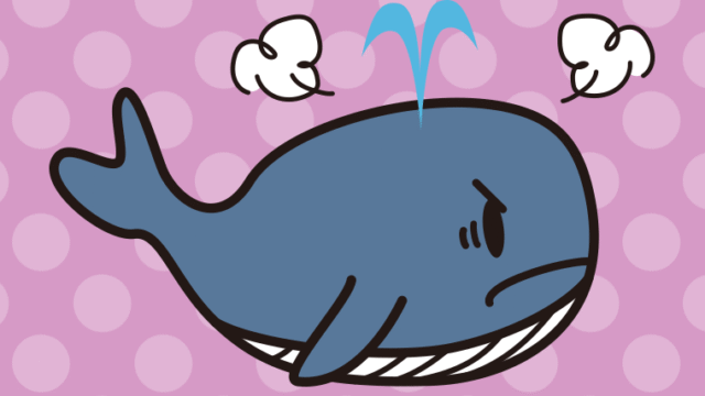 怒るクジラちゃんのイラスト【色、背景あり】PNG