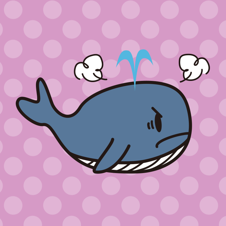 怒るクジラちゃんのイラスト【色、背景あり】PNG