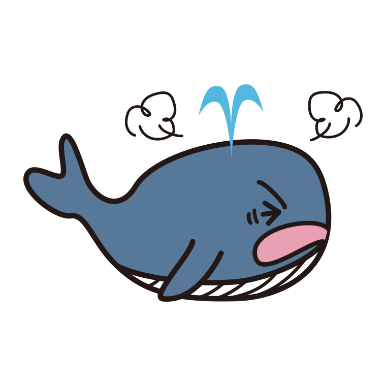 カンカンに怒るクジラちゃんのイラスト【色あり、背景なし】透過PNG