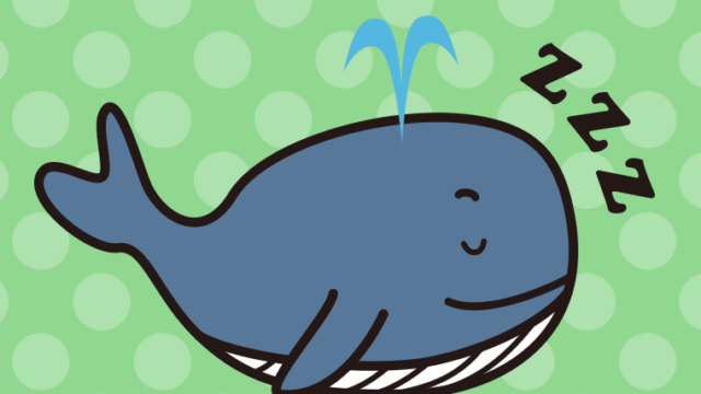 眠るクジラちゃんのイラスト【色、背景あり】PNG