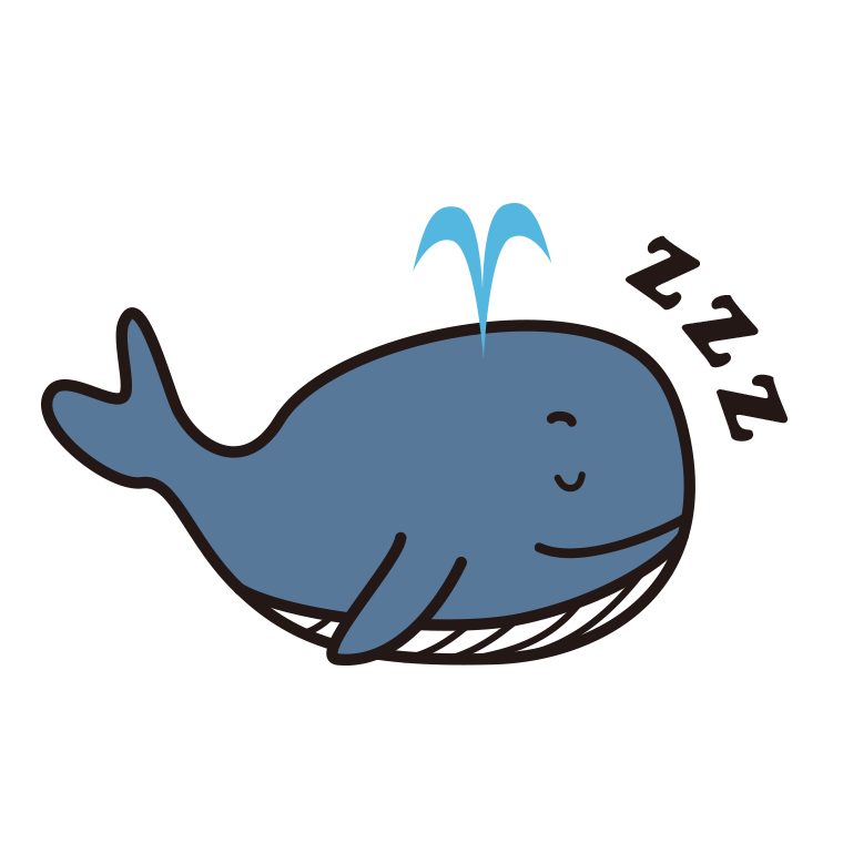 眠るクジラちゃんのイラスト【色あり、背景なし】透過PNG