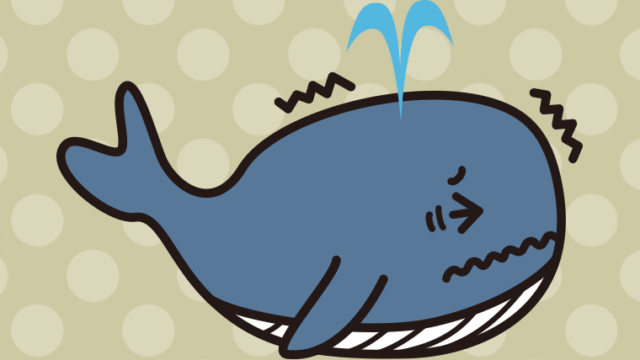 ブルブル震えるクジラちゃんのイラスト【色、背景あり】PNG