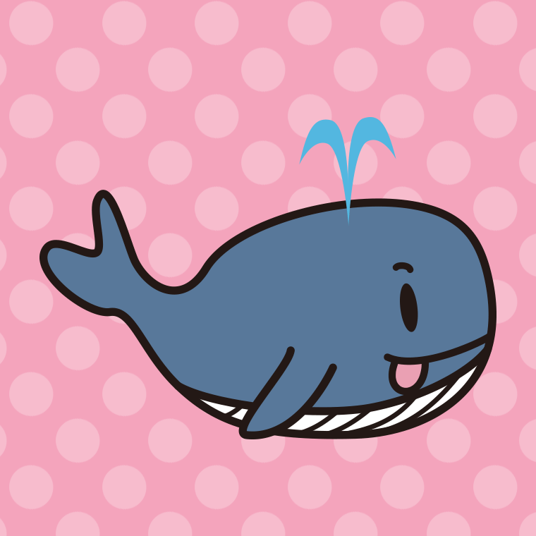 テヘペロなクジラちゃんのイラスト【色、背景あり】PNG
