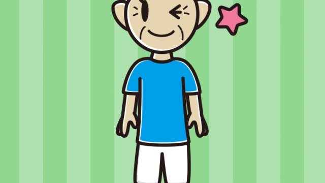 ウインクするサッカーのユニフォーム姿のおばあさんのイラスト【色、背景あり】PNG