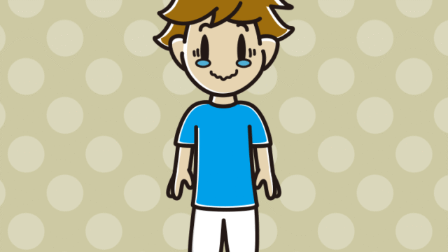 ジーンとするサッカーのユニフォーム姿の男子高校生のイラスト【色、背景あり】PNG