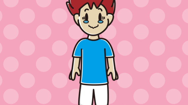 ジーンとするサッカーのユニフォーム姿の男子大学生のイラスト【色、背景あり】PNG