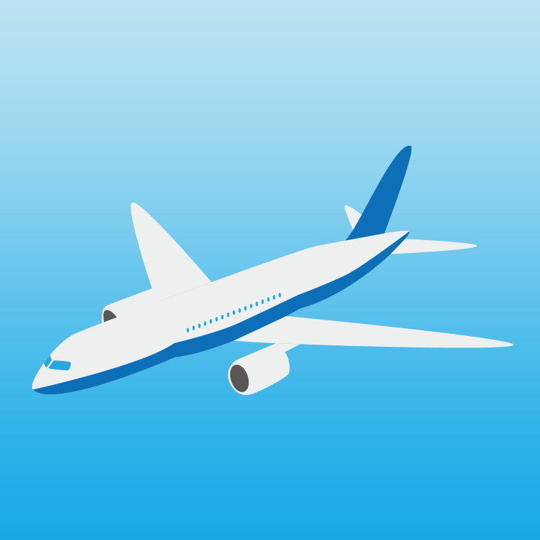飛行機のイラスト【色、背景あり】PNG
