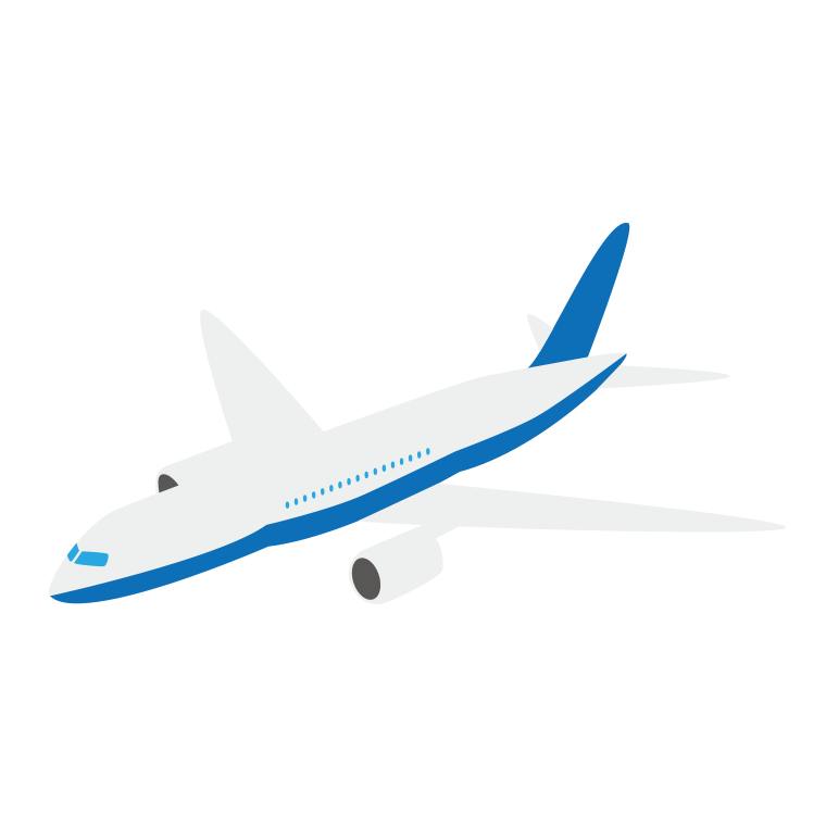 飛行機のイラスト【色あり、背景なし】透過PNG