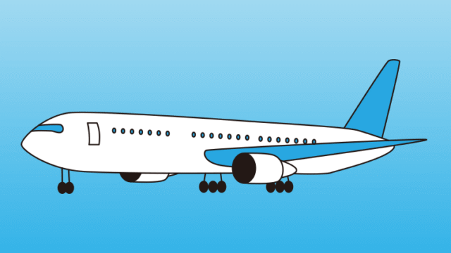 飛行機のイラスト【色、背景あり】PNG