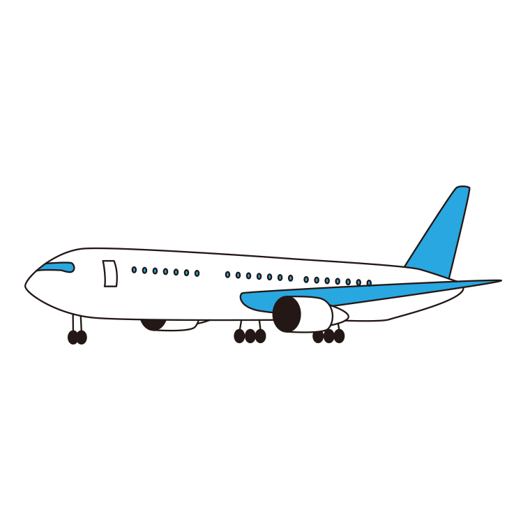 飛行機のイラスト【色あり、背景なし】透過PNG