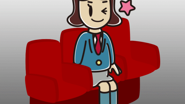 映画館（劇場）でウインクする女子高校生のイラスト【色、背景あり】PNG