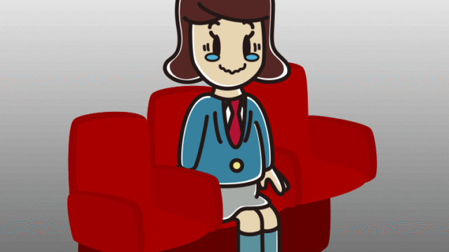 映画館（劇場）でジーンとする女子高校生のイラスト【色、背景あり】PNG