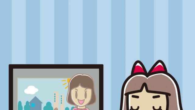 テレビを見ながら咳払いする小学生女子のイラスト【色、背景あり】PNG