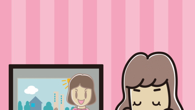 テレビを見ながら咳払いする女子大学生のイラスト【色、背景あり】PNG