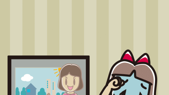 テレビを見て具合が悪い小学生女子のイラスト【色、背景あり】PNG