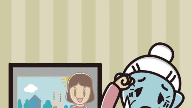 テレビを見て具合が悪いおばあさんのイラスト【色、背景あり】PNG