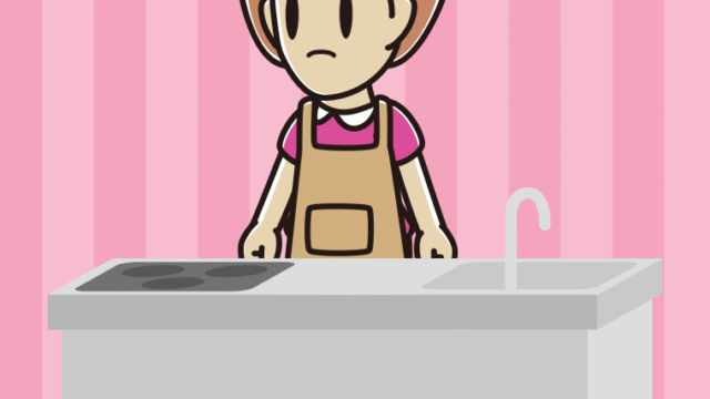 キッチンで怒る女性のイラスト【色、背景あり】PNG