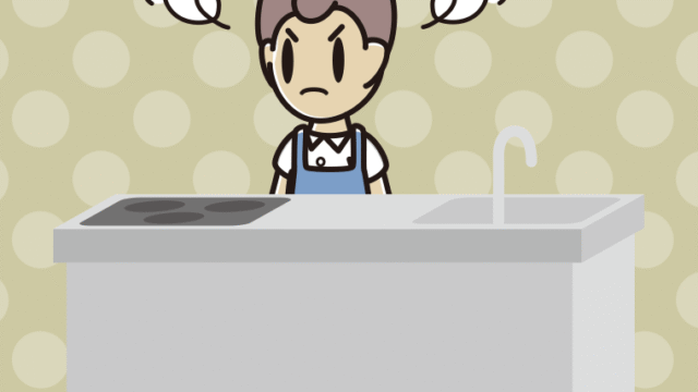 キッチンで怒る男子中学生のイラスト【色、背景あり】PNG