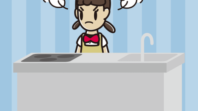 キッチンで怒る女子中学生のイラスト【色、背景あり】PNG