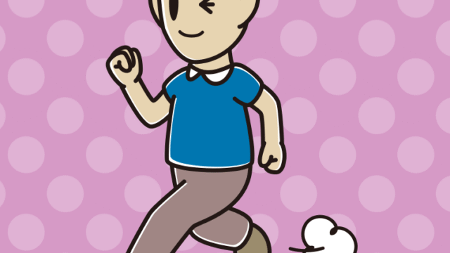 走りながらウインクする男性のイラスト【色、背景あり】PNG