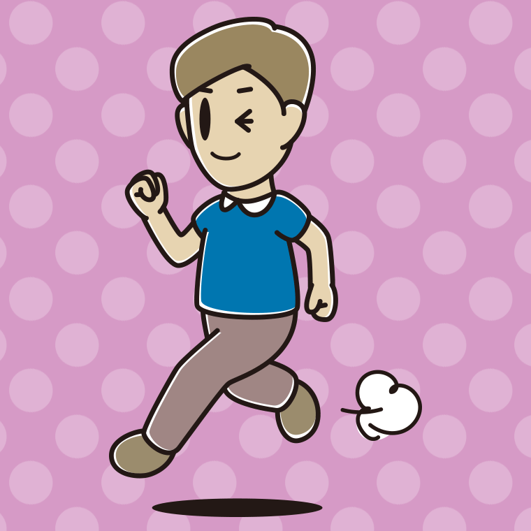 走りながらウインクする男性のイラスト【色、背景あり】PNG