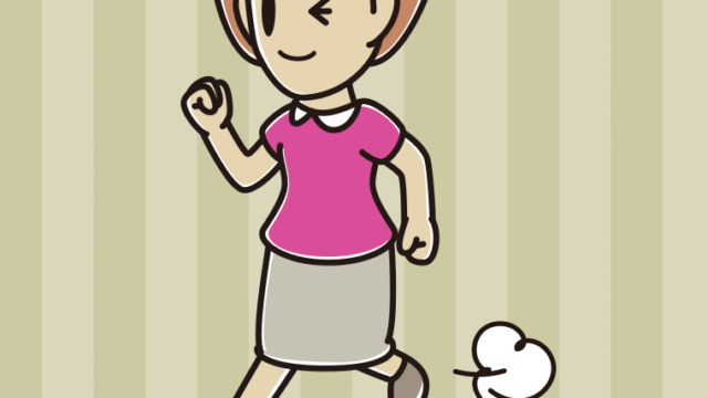 走りながらウインクする女性のイラスト【色、背景あり】PNG