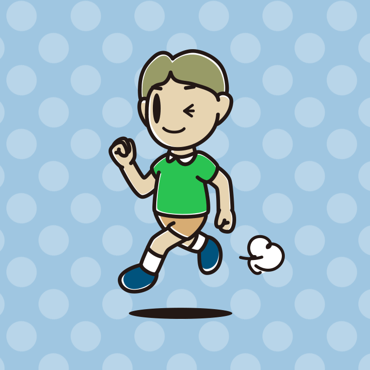 走りながらウインクする小学生男子のイラスト【色、背景あり】PNG