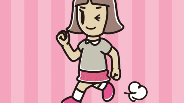 走りながらウインクする小学生女子のイラスト【色、背景あり】PNG