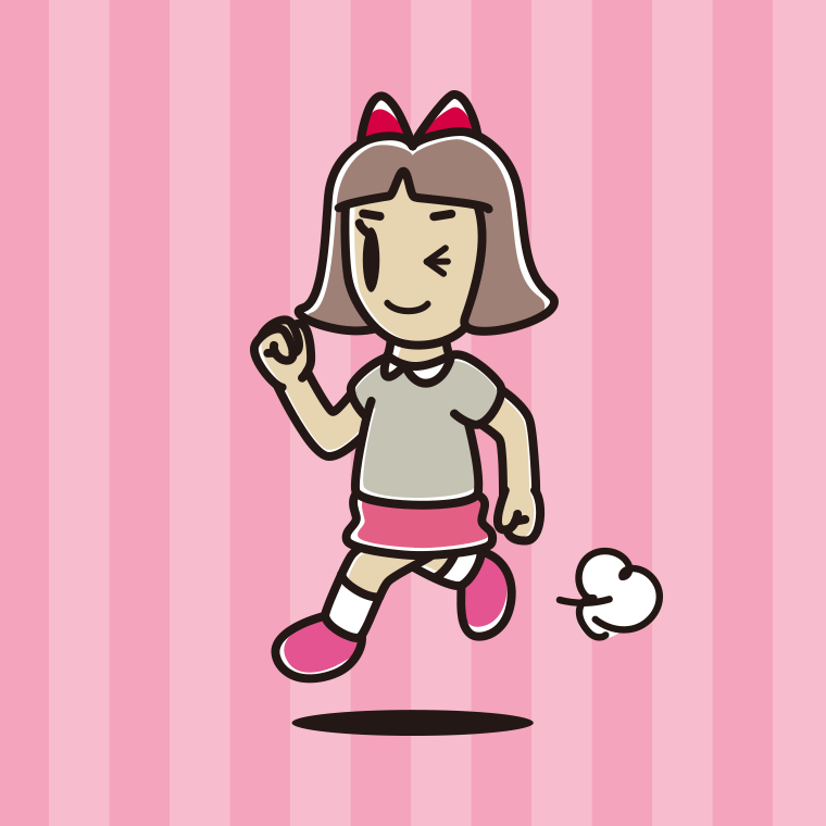 走りながらウインクする小学生女子のイラスト【色、背景あり】PNG