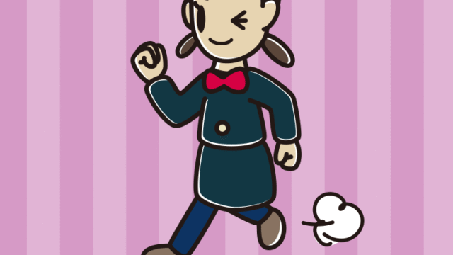 走りながらウインクする女子中学生のイラスト【色、背景あり】PNG