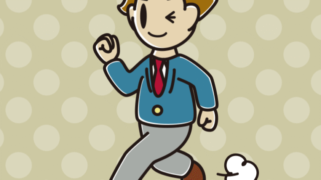 走りながらウインクする男子高校生のイラスト【色、背景あり】PNG