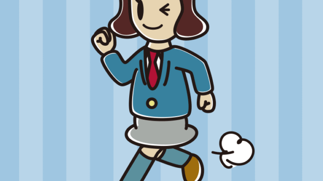 走りながらウインクする女子高校生のイラスト【色、背景あり】PNG