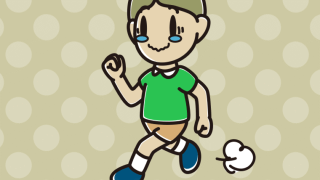 ジーンとしながら走る小学生男子のイラスト【色、背景あり】PNG
