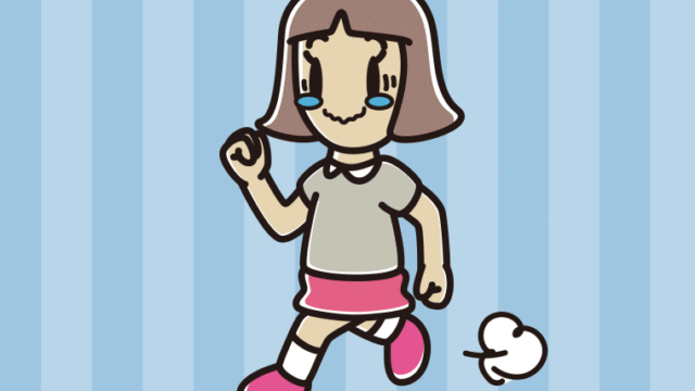 ジーンとしながら走る小学生女子のイラスト【色、背景あり】PNG