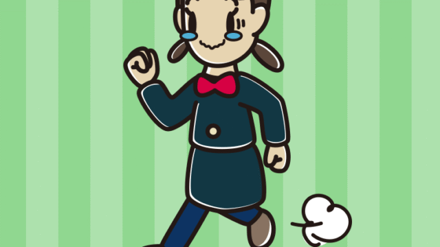 ジーンとしながら走る女子中学生のイラスト【色、背景あり】PNG