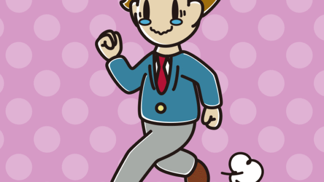 ジーンとしながら走る男子高校生のイラスト【色、背景あり】PNG