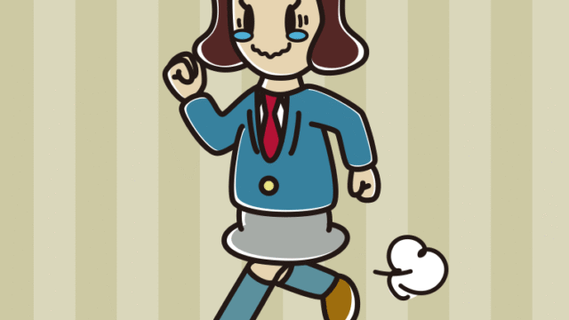 ジーンとしながら走る女子高校生のイラスト【色、背景あり】PNG