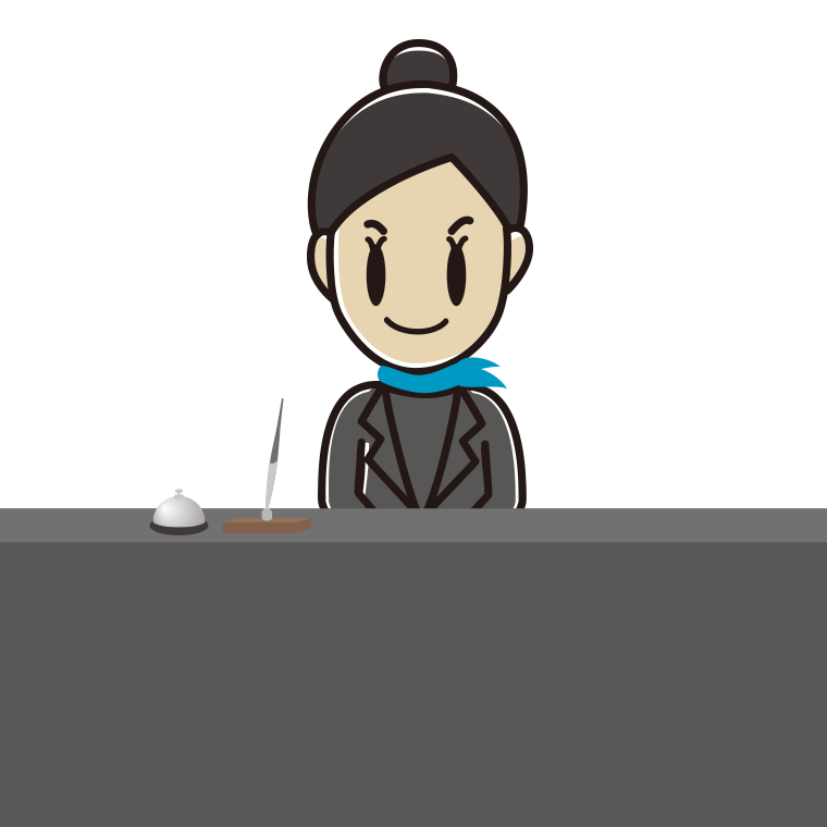 女性コンシェルジュのイラスト【色あり、背景なし】透過PNG